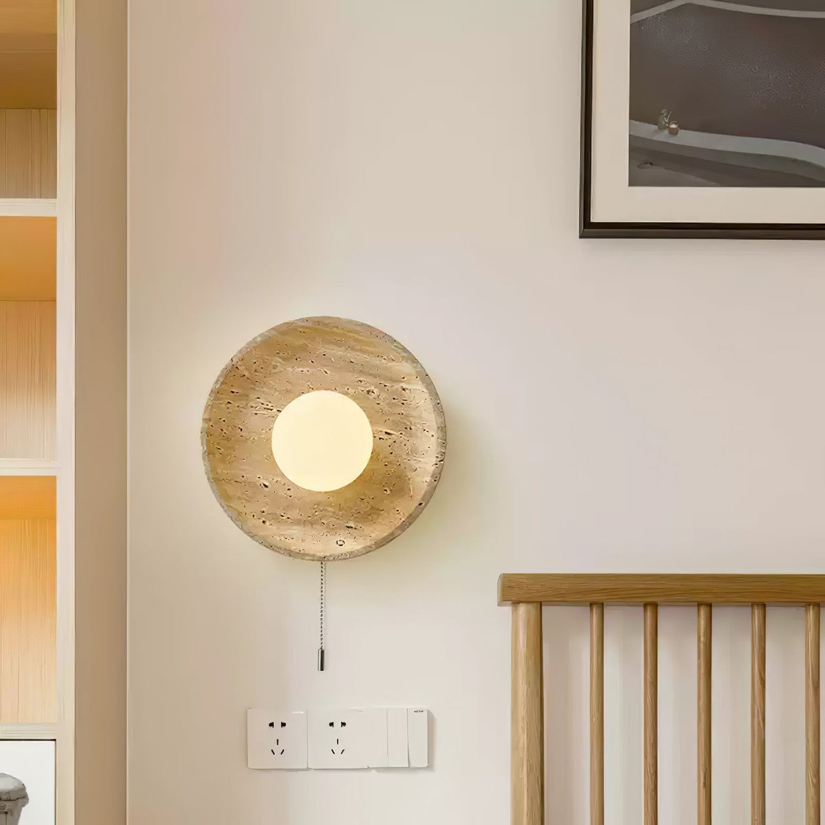 Vephair Bol-Cadre Travertin Luminaire Mural