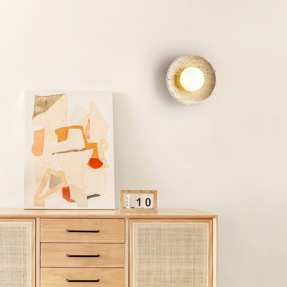 Vephair Bol-Cadre Travertin Luminaire Mural