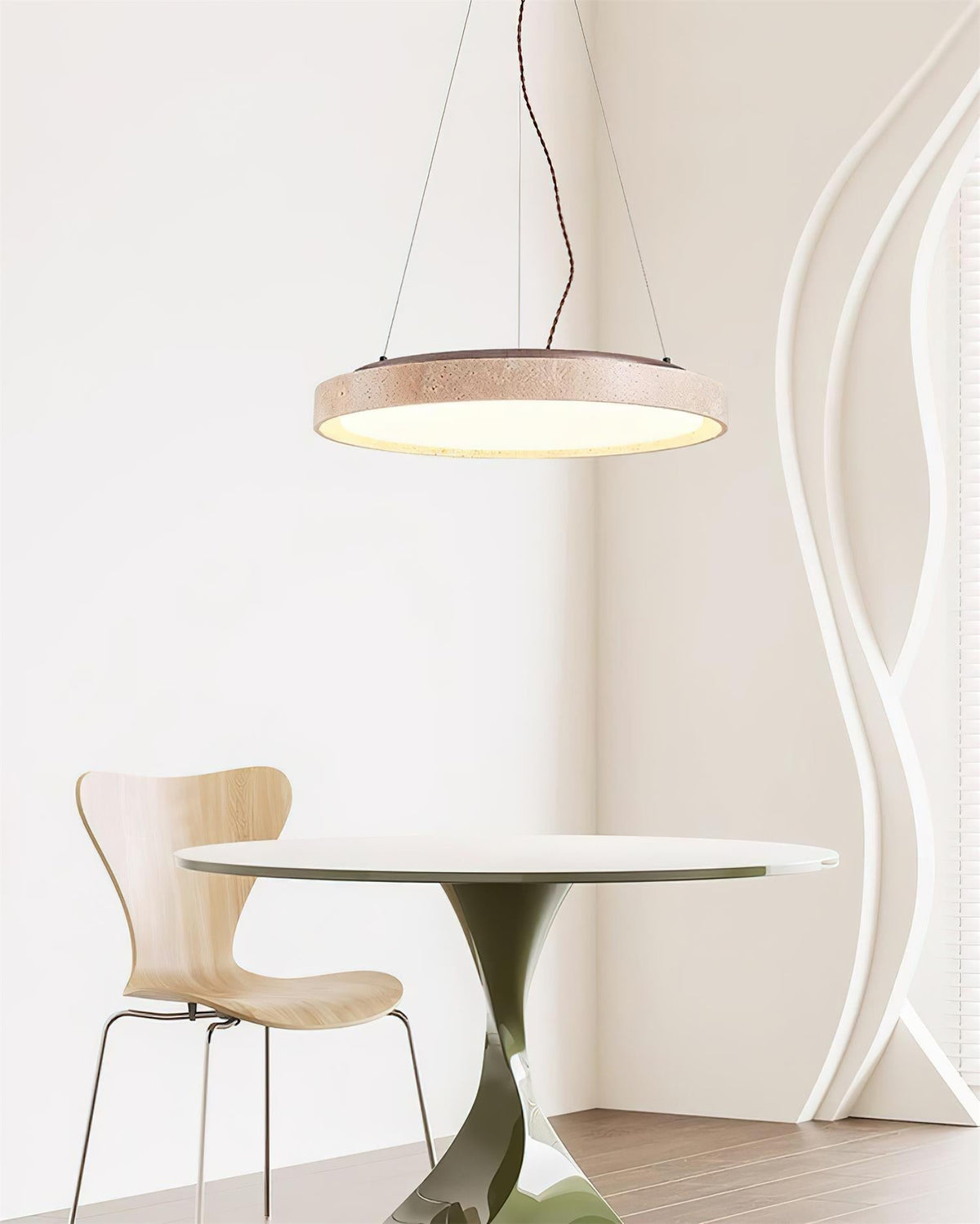 Ritta Pendant Light Travertine Ring-Neutral Decor