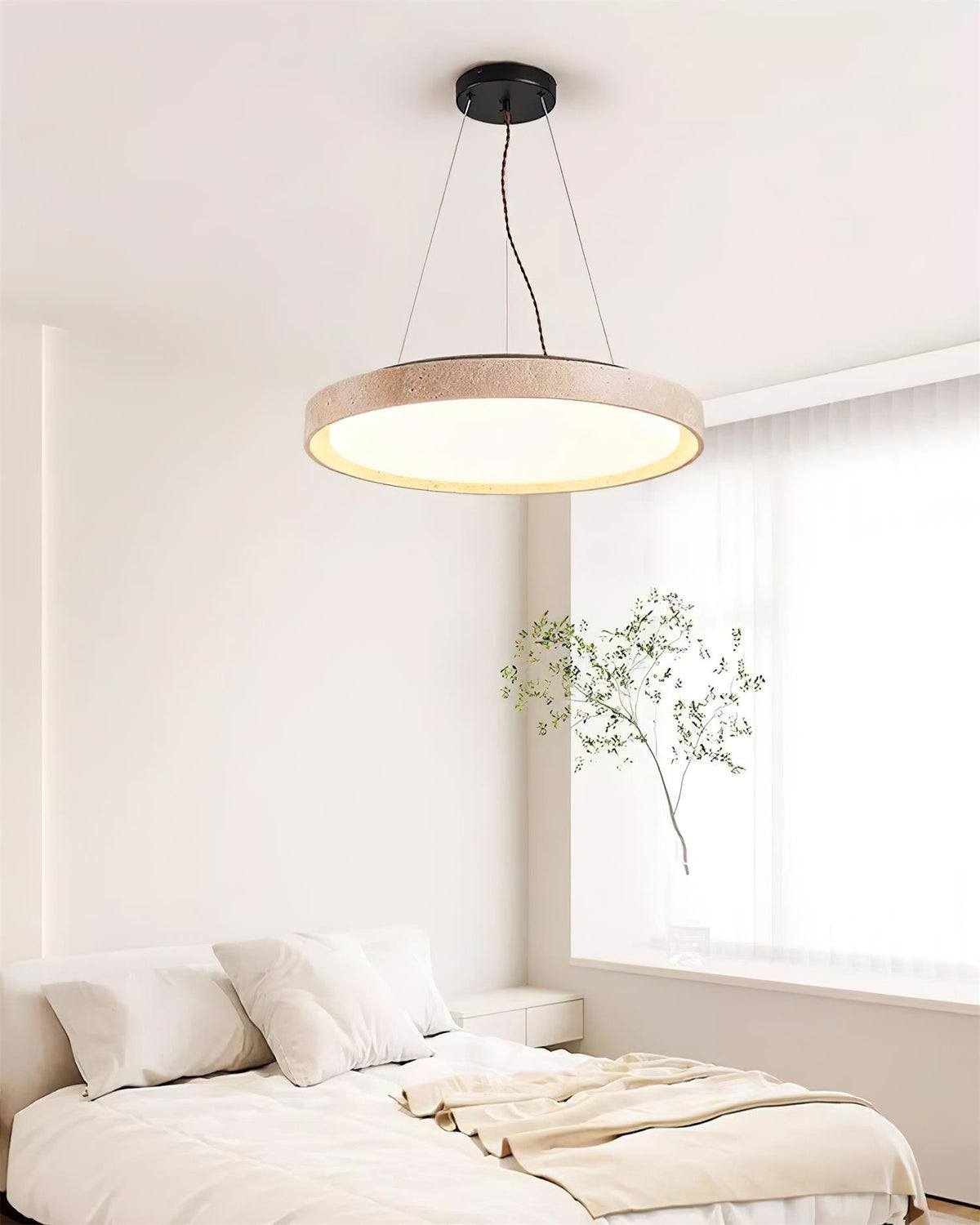 Ritta Pendant Light Travertine Ring-Neutral Decor