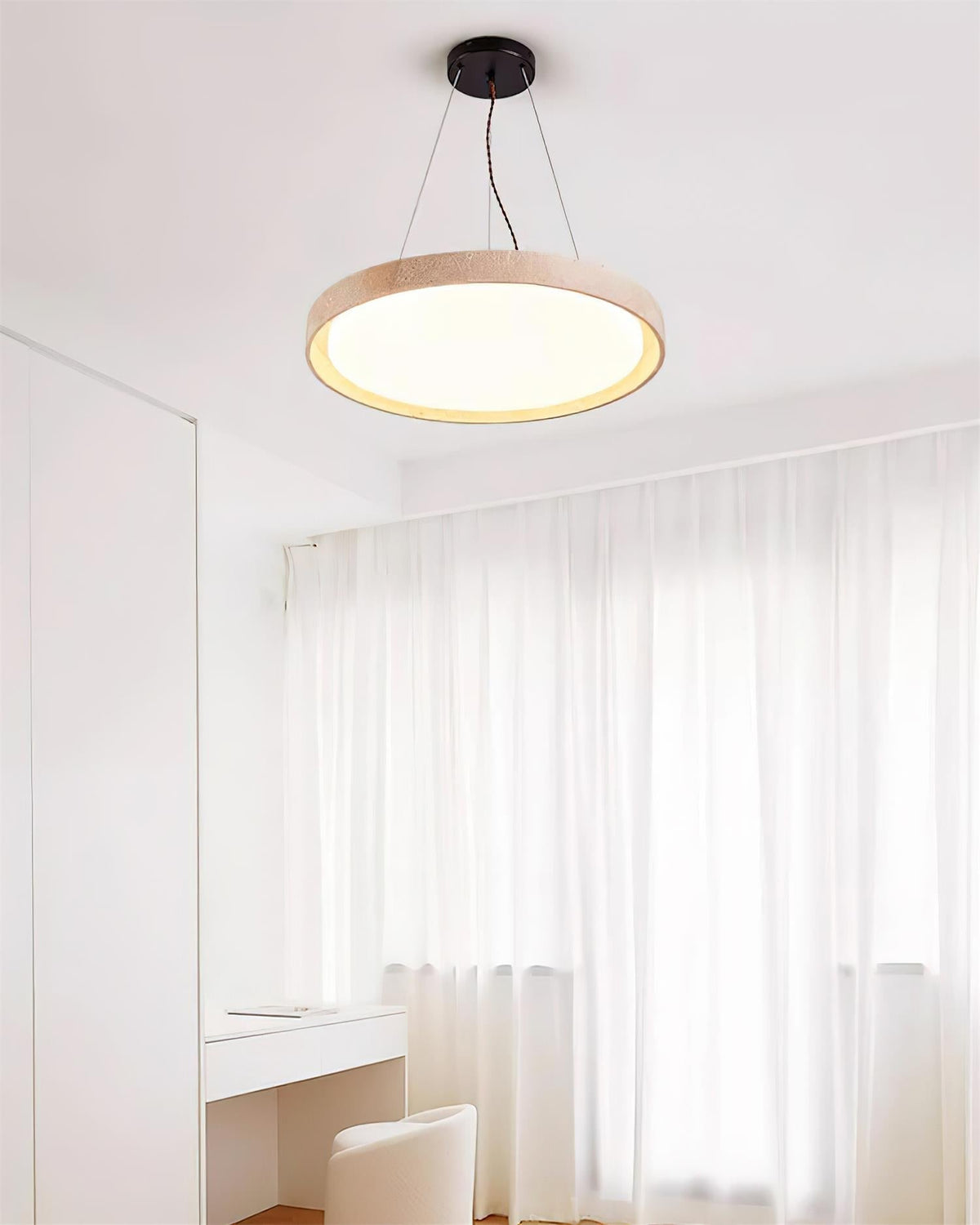 Ritta Pendant Light Travertine Ring-Neutral Decor