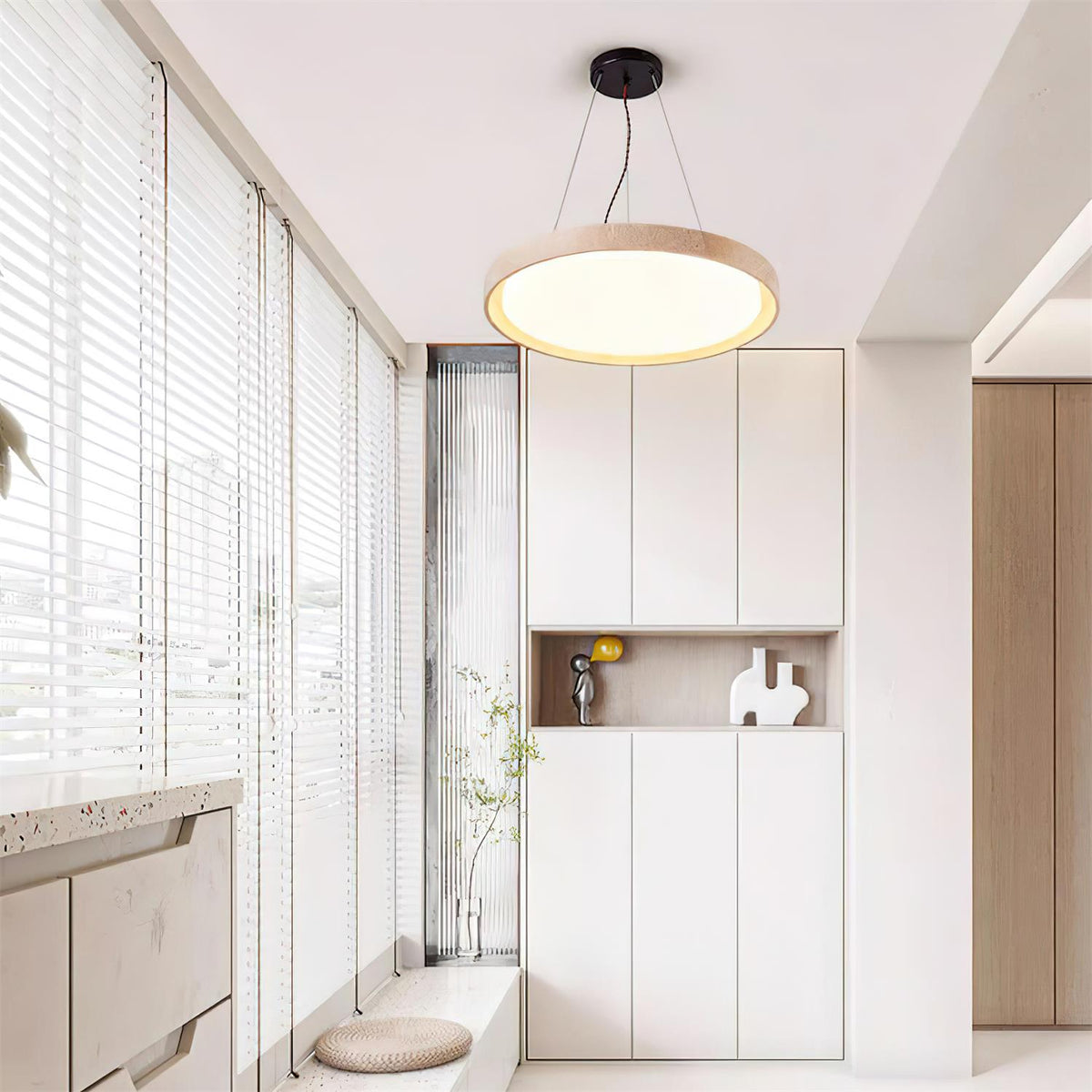 Ritta Pendant Light Travertine Ring-Neutral Decor