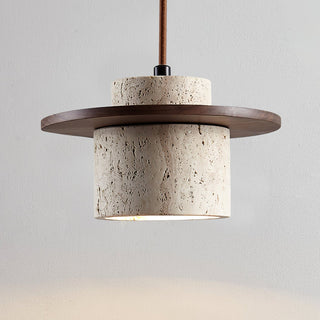 Elvaria Suspension Cylindre Disque en Travertin-Luire
