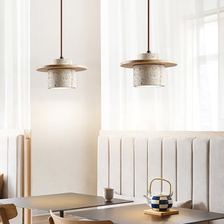 Elvaria Suspension Cylindre Disque en Travertin-Luire