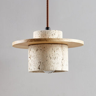 Elvaria Suspension Cylindre Disque en Travertin-Luire