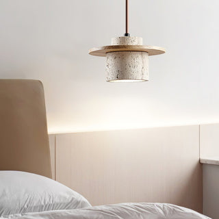 Elvaria Suspension Cylindre Disque en Travertin-Luire