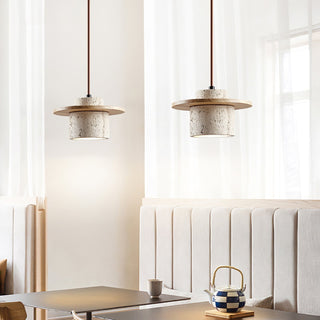 Elvaria Suspension Cylindre Disque en Travertin-Luire