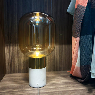 Aurdoren Lampe de Table en Verre Et Marbre Minimaliste