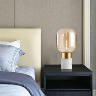 Aurdoren Lampe de Table en Verre Et Marbre Minimaliste