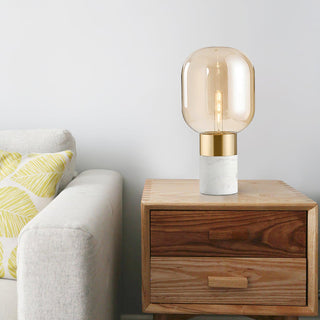 Aurdoren Lampe de Table en Verre Et Marbre Minimaliste