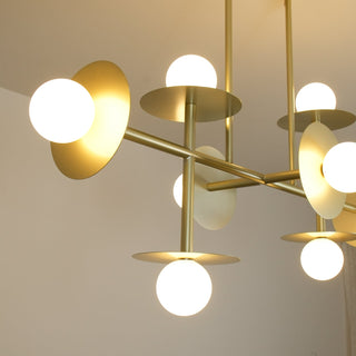 Lustra Lustre Strada en laiton et verre géométrique
