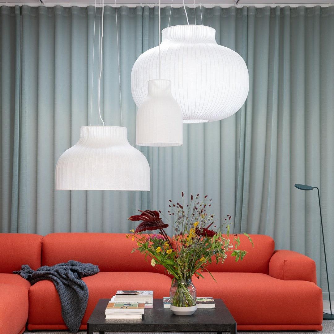 Pendant Light Silk Bell Shade Pleated Curved Modern Minimalist-Neutral Decor