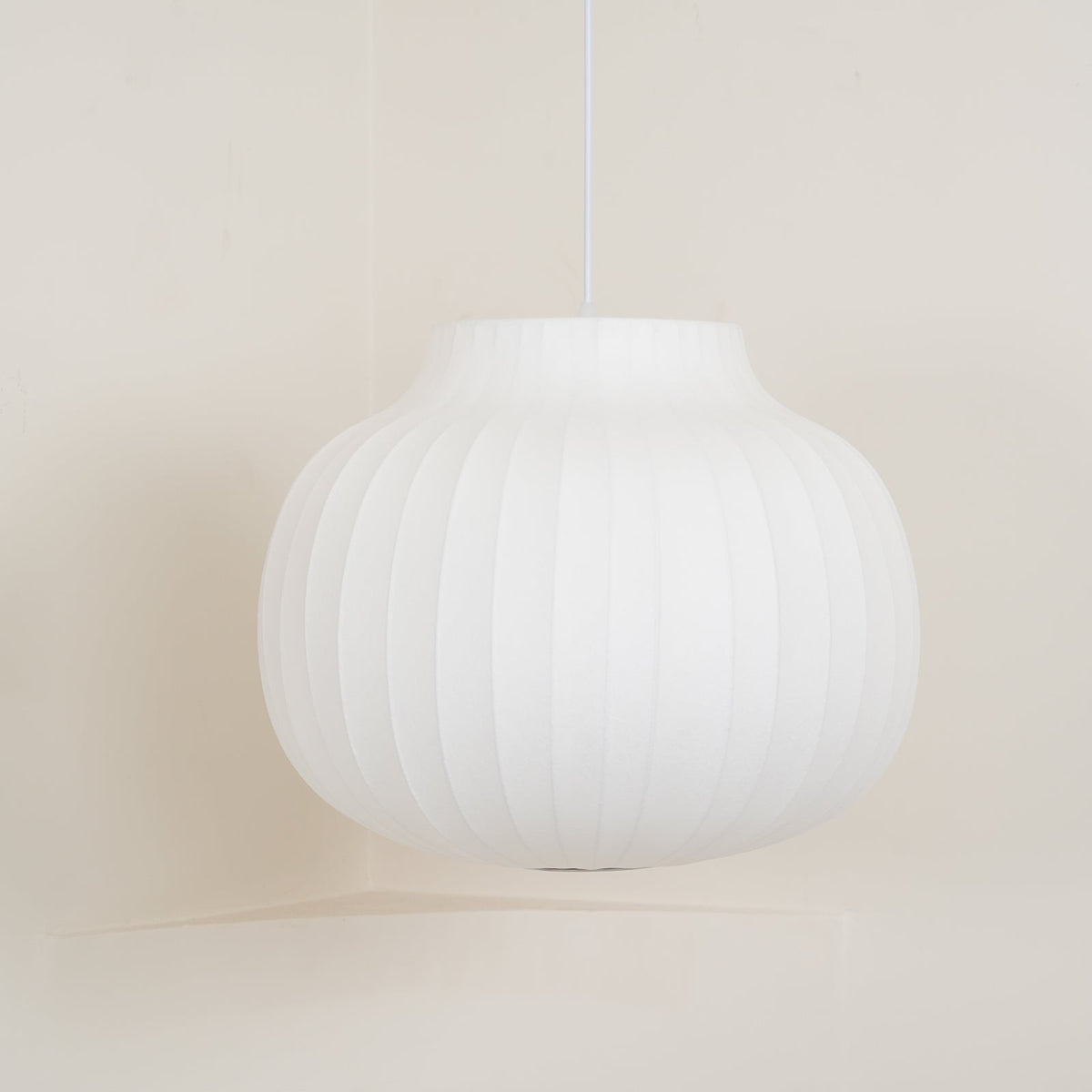 Pendant Light Silk Bell Shade Pleated Curved Modern Minimalist-Neutral Decor