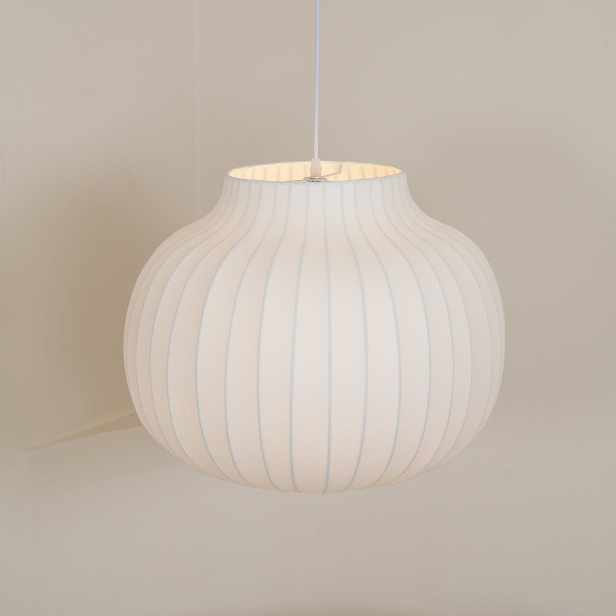 Pendant Light Silk Bell Shade Pleated Curved Modern Minimalist-Neutral Decor
