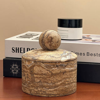 Strata Sphere Stone Storage Box-Neutral Decor