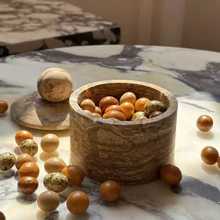 Strata Sphere Stone Storage Box-Neutral Decor