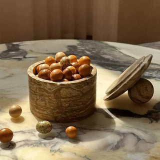 Strata Sphere Stone Storage Box-Neutral Decor
