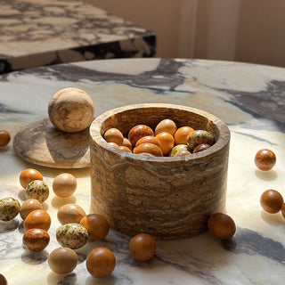 Strata Sphere Stone Storage Box-Neutral Decor