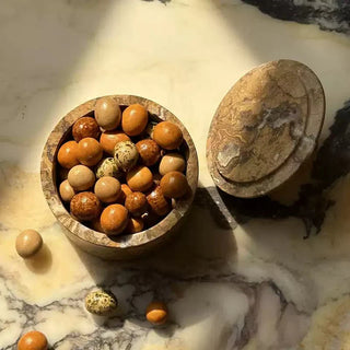 Strata Sphere Stone Storage Box-Neutral Decor