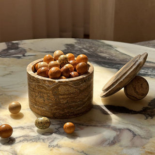 Strata Sphere Stone Storage Box-Neutral Decor