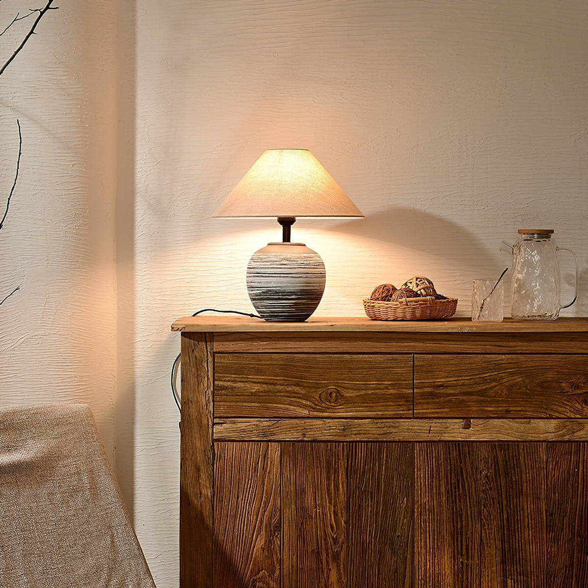 Striato Gradient Ceramic Table Lamp-Neutral Decor