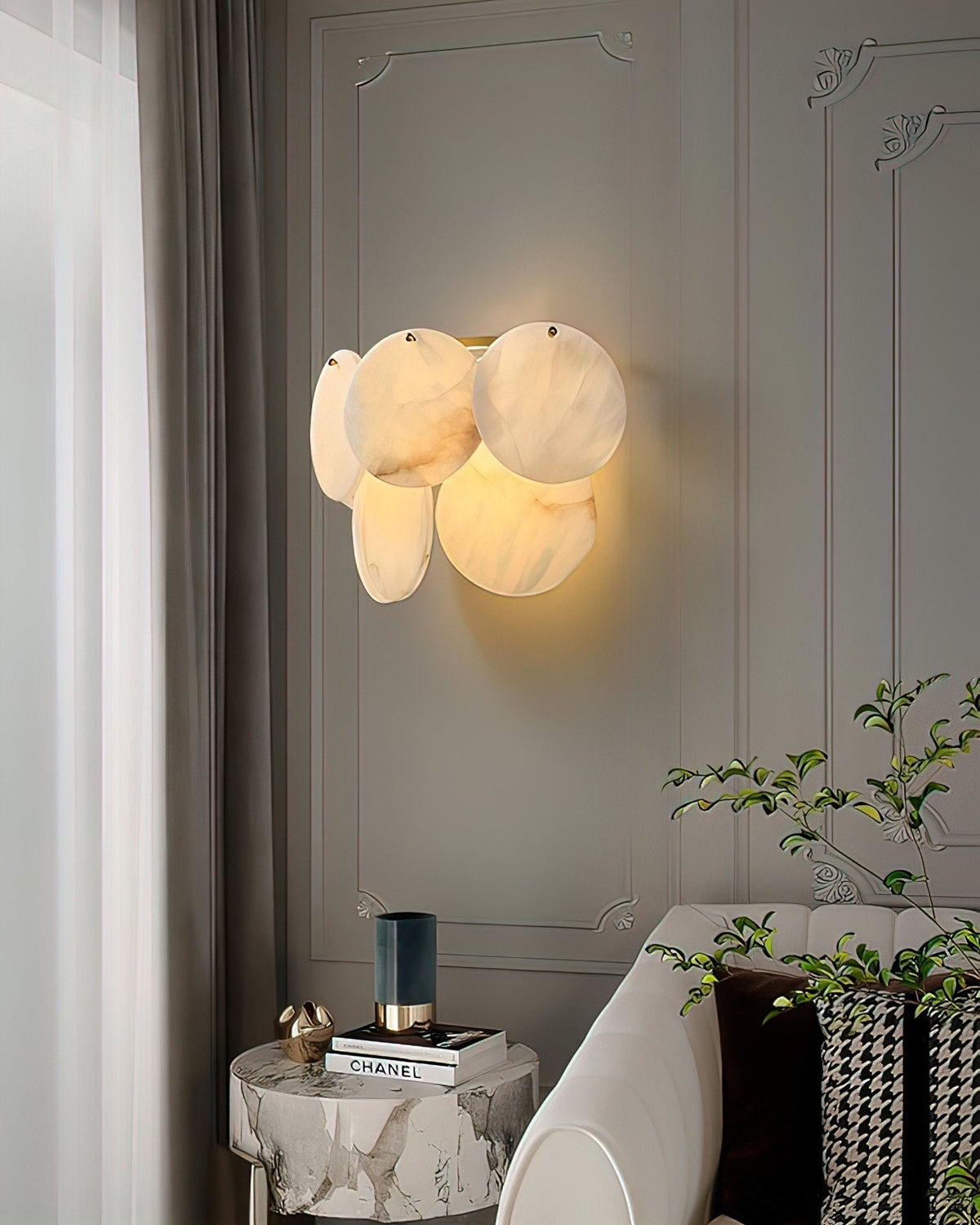 Strata Lumina Alabaster Wall Sconce-Neutral Decor