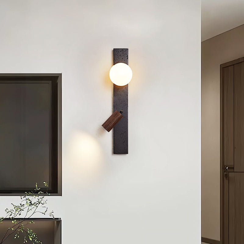 Nirv Beam Noir Travertin Applique Murale Moderne