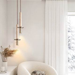 Avdoryra Suspension Double Cylindre en Travertin
