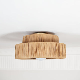 Ilthean Plafonnier artistique en paille naturelle