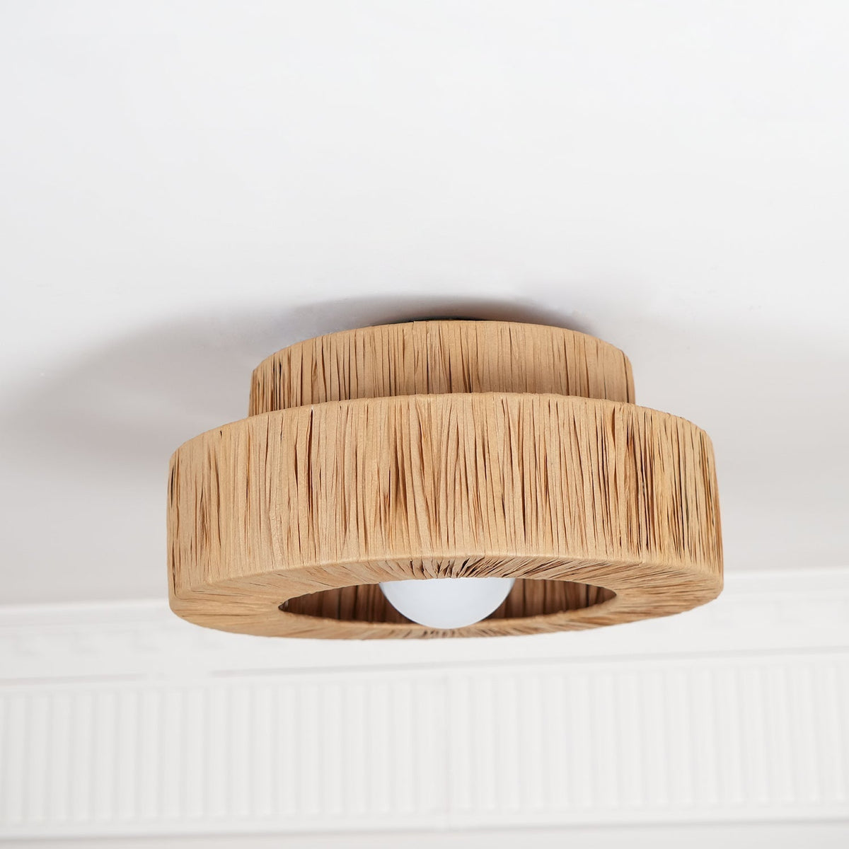 Sorenna Plafonnier artistique en paille naturelle