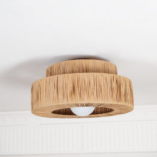 Ilthean Plafonnier artistique en paille naturelle