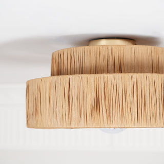 Ilthean Plafonnier artistique en paille naturelle