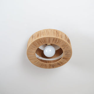 Ilthean Plafonnier artistique en paille naturelle