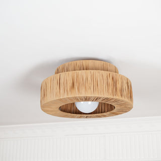 Ilthean Plafonnier artistique en paille naturelle