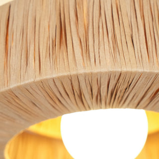 Ilthean Plafonnier artistique en paille naturelle