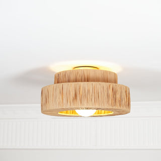 Ilthean Plafonnier artistique en paille naturelle
