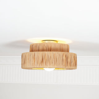 Ilthean Plafonnier artistique en paille naturelle