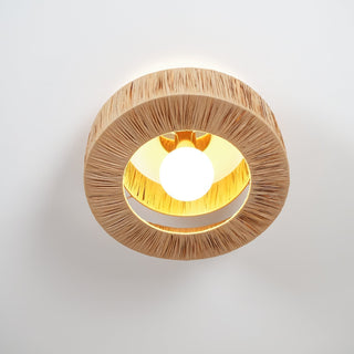 Ilthean Plafonnier artistique en paille naturelle