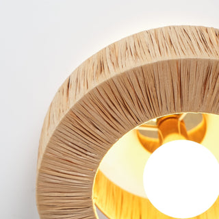Ilthean Plafonnier artistique en paille naturelle