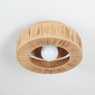 Ilthean Plafonnier artistique en paille naturelle