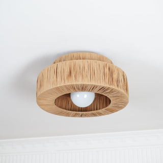Ilthean Plafonnier artistique en paille naturelle