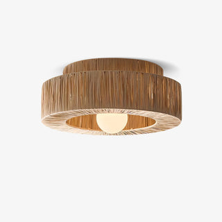 Ilthean Plafonnier artistique en paille naturelle