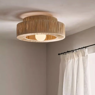 Ilthean Plafonnier artistique en paille naturelle
