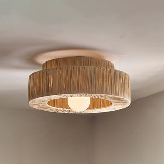 Ilthean Plafonnier artistique en paille naturelle