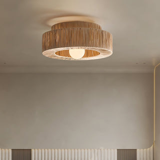 Ilthean Plafonnier artistique en paille naturelle