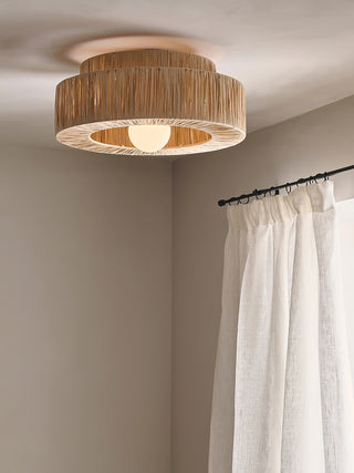 Ilthean Plafonnier artistique en paille naturelle