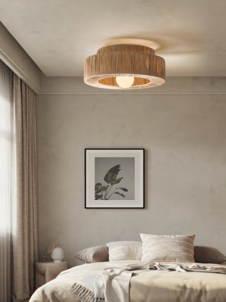 Ilthean Plafonnier artistique en paille naturelle