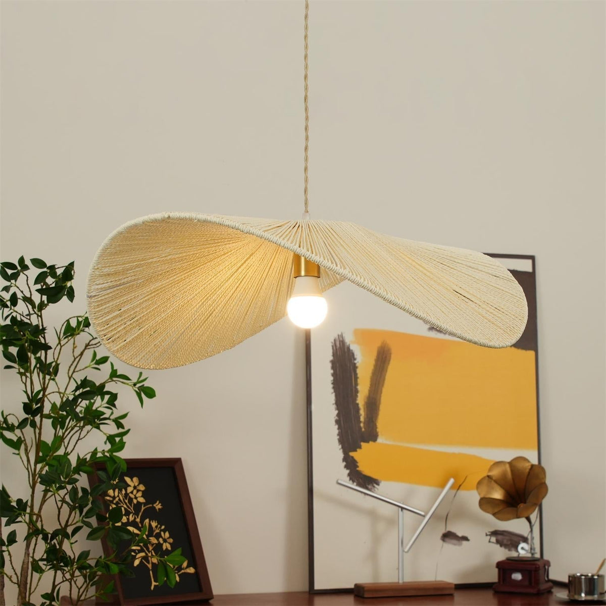 Solara Handwoven Natural Rattan Pendant Light-Neutral Decor