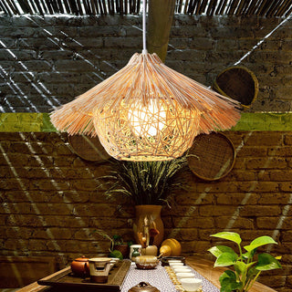 Catala Suspension en Rattan Chapeau de Paille