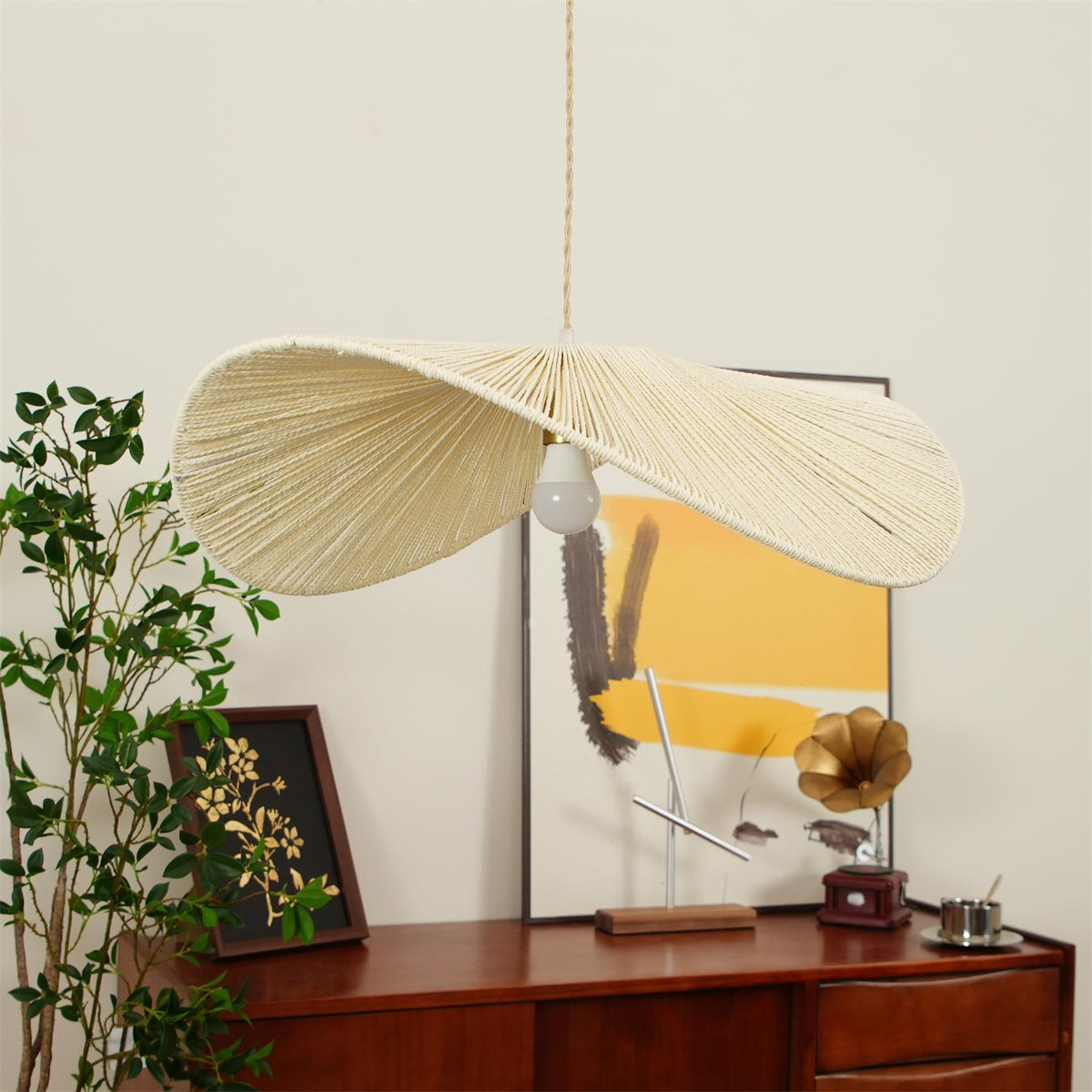 Solara Handwoven Natural Rattan Pendant Light-Neutral Decor